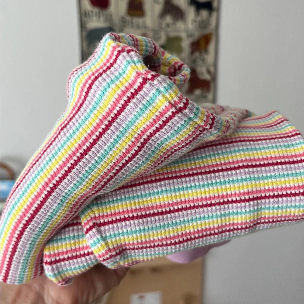 Gymboree Rainbow Colorful Striped Waffle Knit Pajama Set